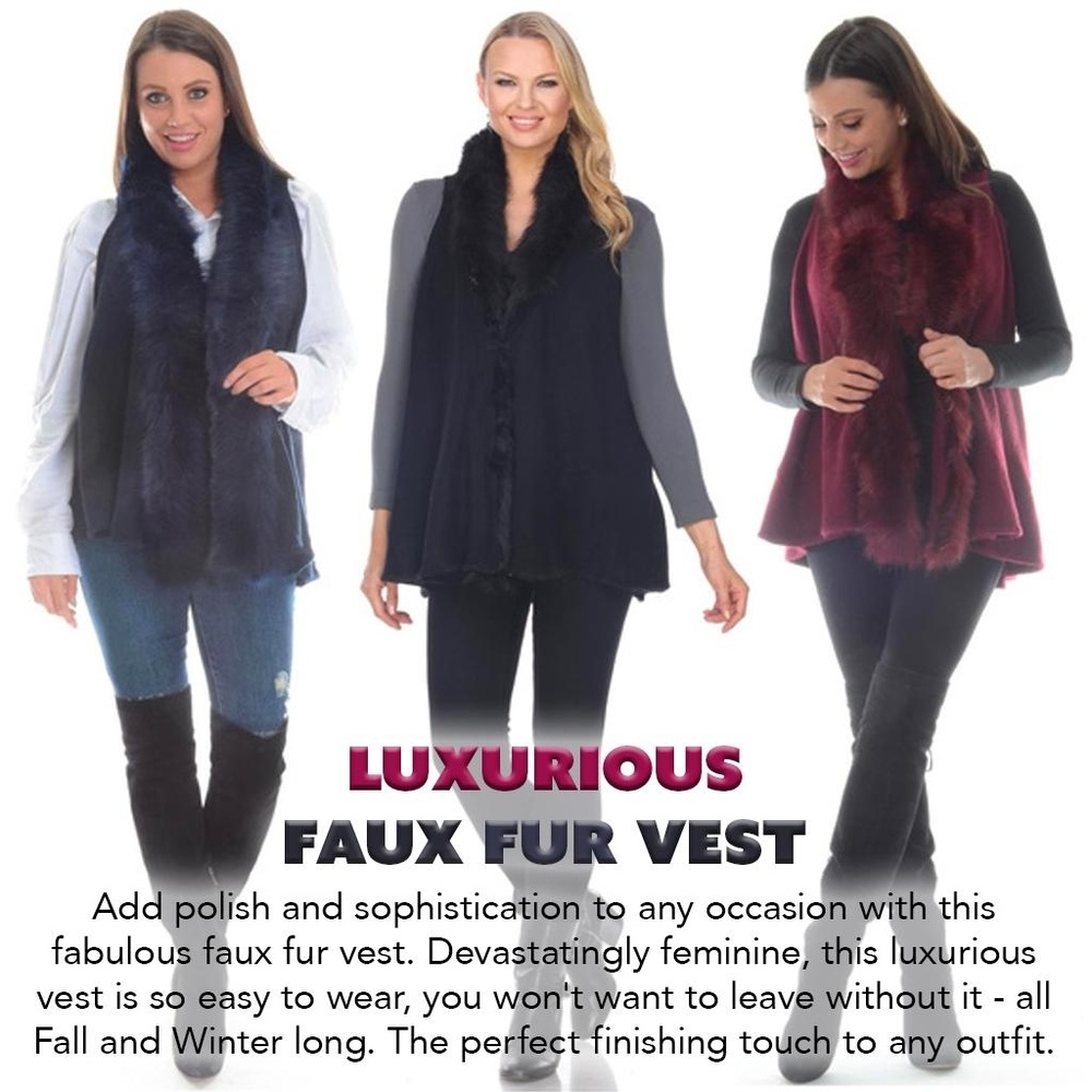 Faux Fur Vest in Navy, Burgundy or Black